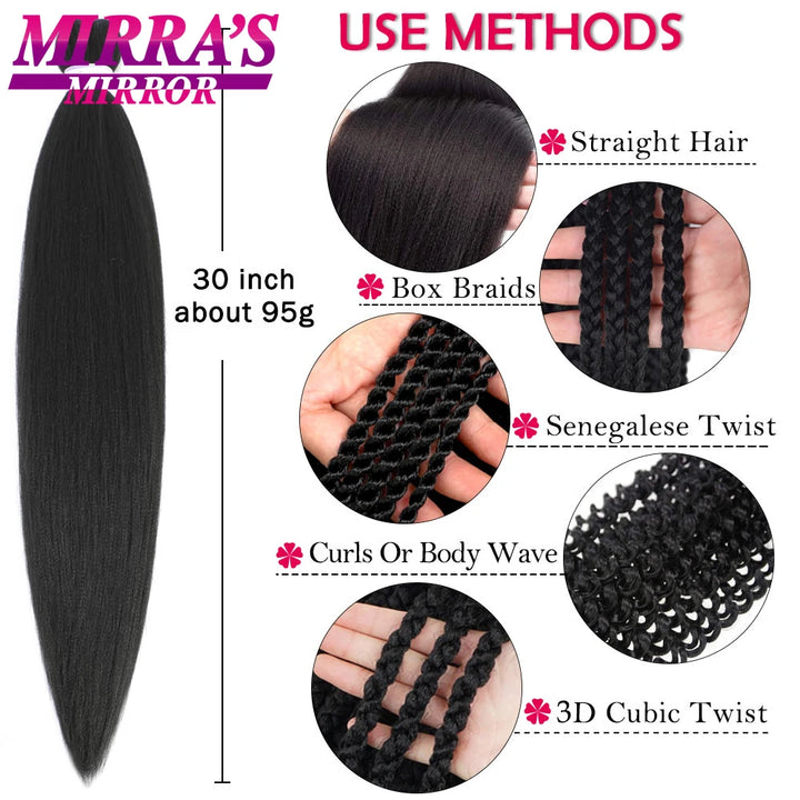 Pre Stretched Braiding Hair Ombre Jumbo Braids Hair Extensions YAKI Straight Synthetic Braid 1/3/6/8/10 Pcs Bulk Mirra's Mirror