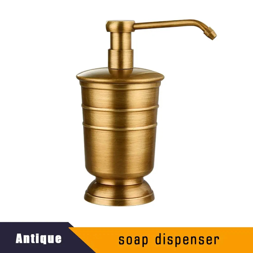 Antique Brass Soap Dish Liquid Soap Dispenser Toothbrush Holder Gargle Cup Storage Tank 5pcs Bathroom Accessory Set