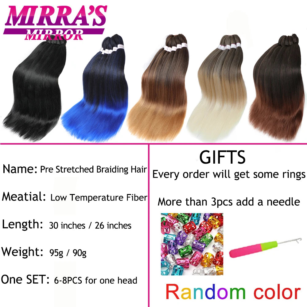 Pre Stretched Braiding Hair Ombre Jumbo Braids Hair Extensions YAKI Straight Synthetic Braid 1/3/6/8/10 Pcs Bulk Mirra's Mirror