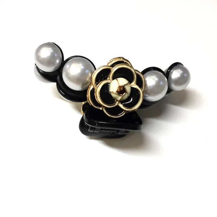 Elegant Camellia Pearl Hair Claws Clips Hairgrips For Women 2024 Rose Flower Rhinestone Acrylic Hair Accessories Clamp Wholesale