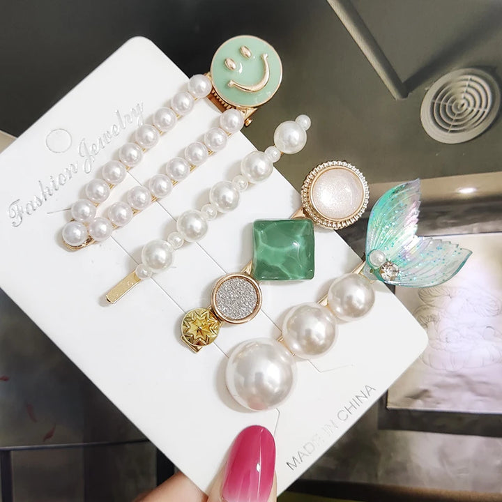 3/4pcs Set Pearl Hair Clip For Women Korean Hairpins Geometric Crystal Hair Barrettes Girl Hairgrip Hair Accessories
