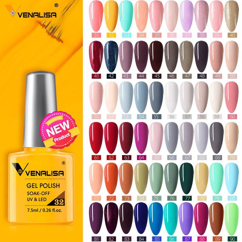 VENALISA 7.5ml Nail Gel Polish VIP4 HEMA Free Semi Permanent Soak off UV LED Nail Gel Varnish Full Coverage Nail Gel Lacquer