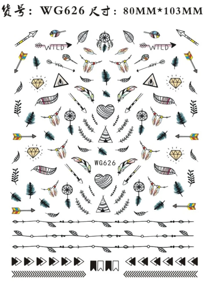 Nail Sticker Snake  Dragon Butterfly Black Multicolor Decals Nail Art Tattoo Slider Water Transfer Letter Nails Art Decoration