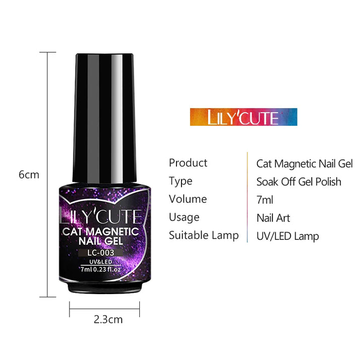 LILYCUTE 7ml 9D Cat Magnetic Gel Nail Polish Iridescent Magnet Semi Permanent Soak Off UV LED Manicure For Nail Art Gel Varnish