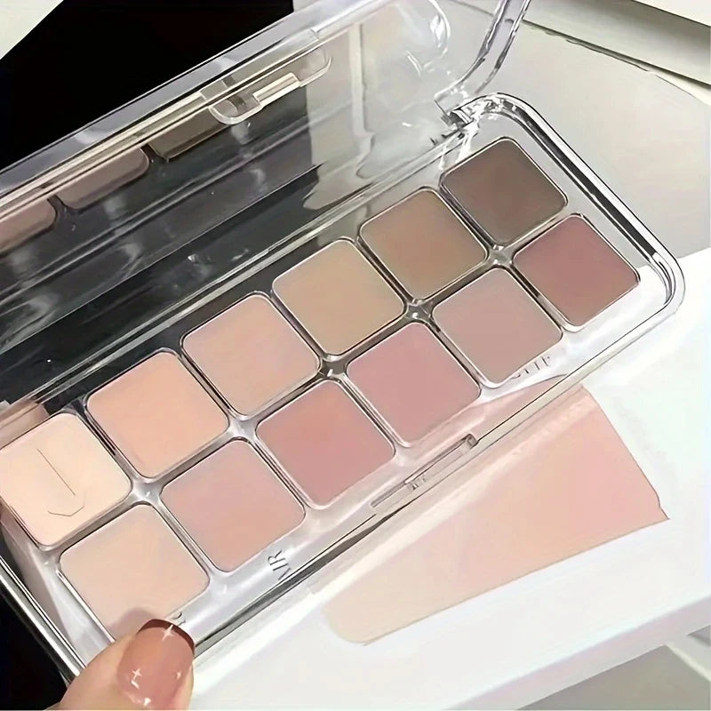 12-Color Low-Saturation Eyeshadow Palette, Matte Apricot Eyeshadow Palette, Everyday Earth Tones, Long-Lasting Eyeshadow