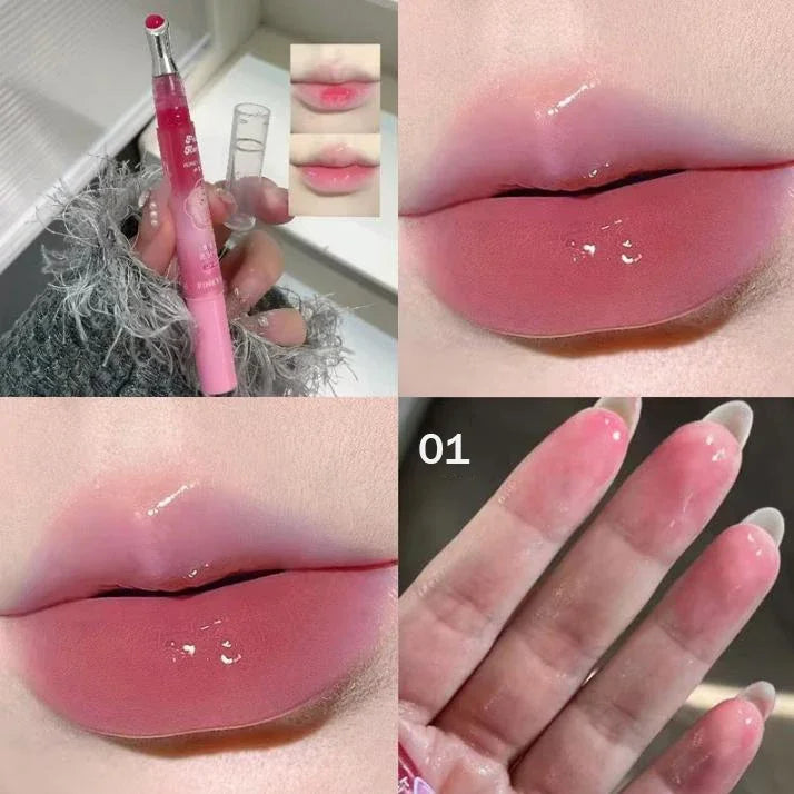 Berry Red Lip Oil Hydrating Mirror Lip Gloss Tinted Plumper Moisturizing Lip Care Treatment Makeup Clear Colored Lipstick Balm