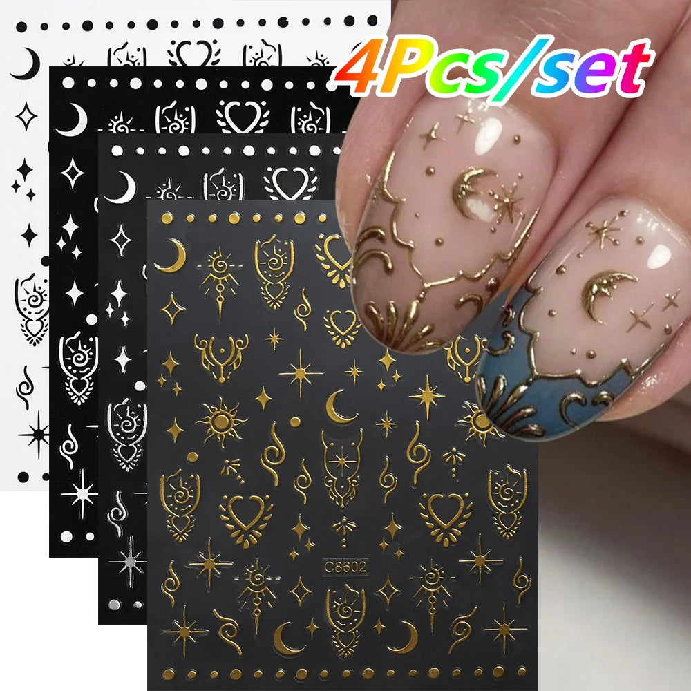 4/6Sheet/Kit Holographic Rainbow Love Heart Nail Sticker 3D Laser Heart Nail Decal Self-Adhesive Love Heart Manicure Slider &*&
