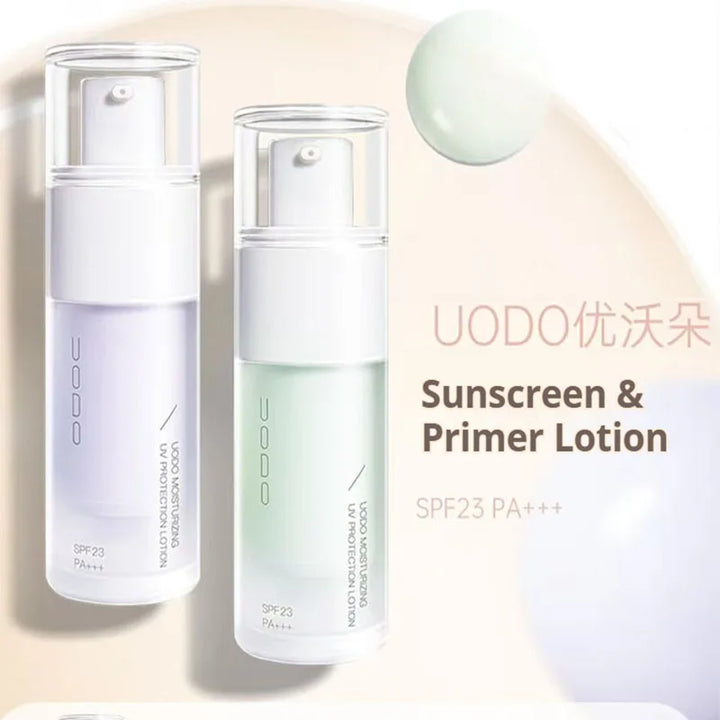 UODO Sunscreen Primer Lotion BB Cream Color Isolation Moisturizing UV Protection SPF 23 Longlasting Brighten Skin Makeup