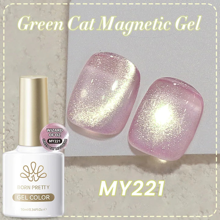 BORN PRETTY 10ml Black Glass Cat Magnetic Gel Nail Polish Punk Style Nail Art Manicure Varnis Semi Permanent Gel for Winter Nail
