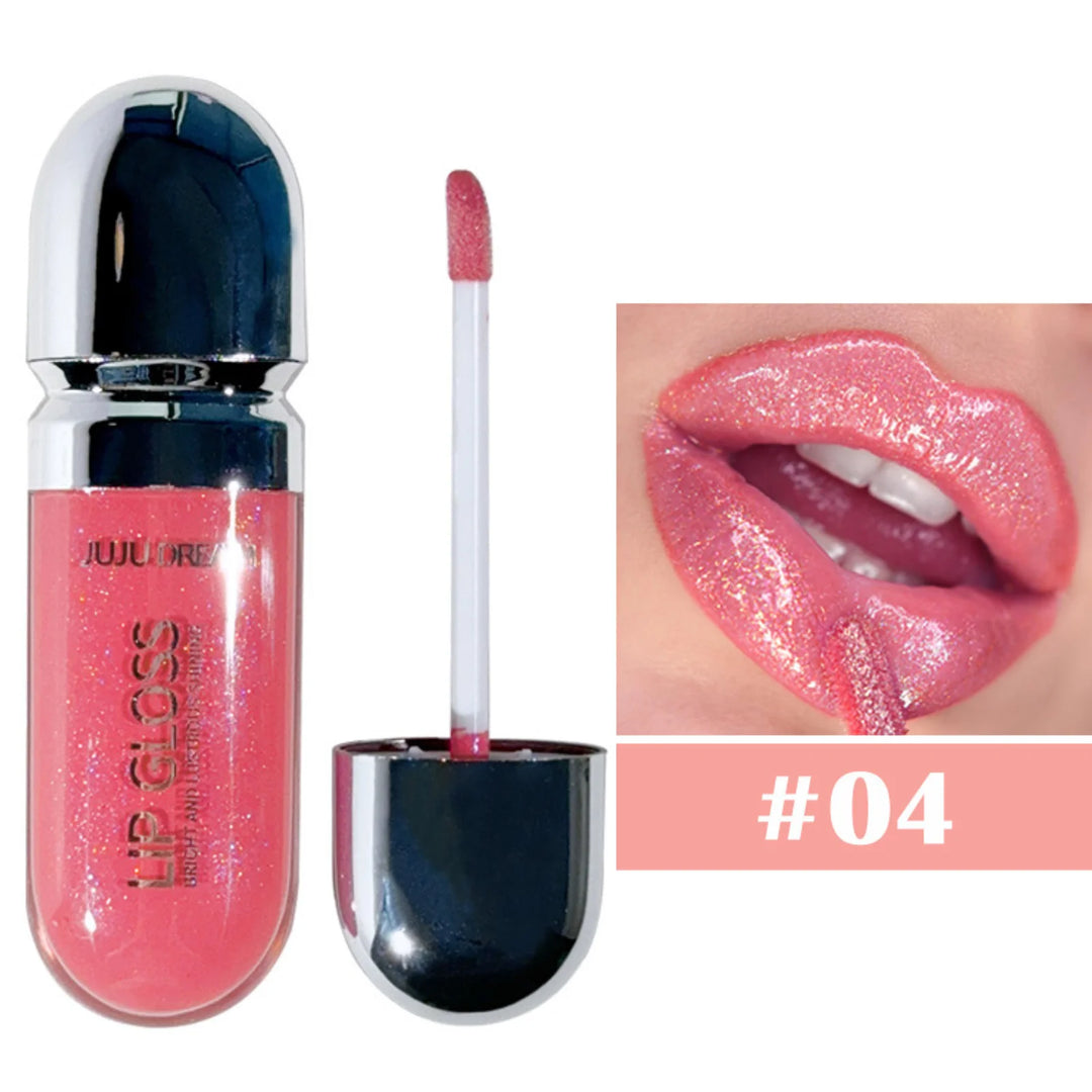 Long-Lasting Water-Gloss Plump Lip Gloss Capsule - Moisturizing & Hydrating Shine Mirror Transparent Pinkish-Shimmer  Lip Glaze