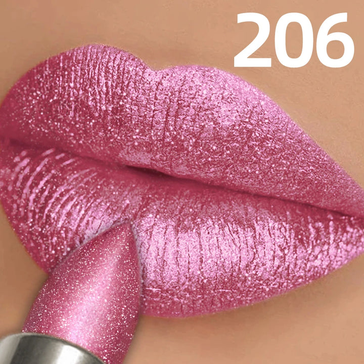 Metallic Glitter Lipstick 3 Color Waterproof Lip Balm Red Long Last Lip Tint Matte Lip Makeup Gifts  Shiny Lip Gloss Cosmetic