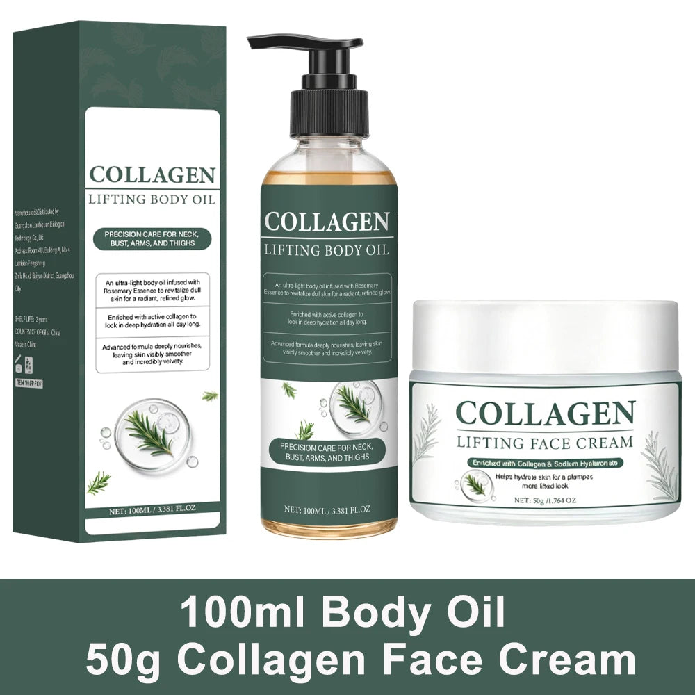 Collagen Lifting Body Oil with Vitamin C and Vitamin E, Hydrates & Nourishes Skin, Firms Skin，Enhances Natural Glow,100ml