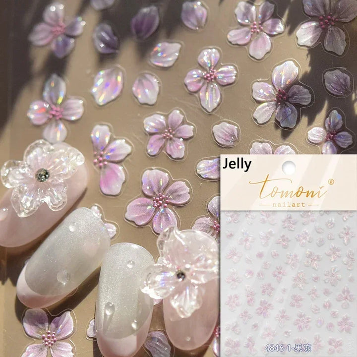 Hipster Pure White Flowers Rose Spring Lily Peony Camellia Daisy Jelly Cherry Blossom Magnolia Nail Art Stickers Manicure Decals