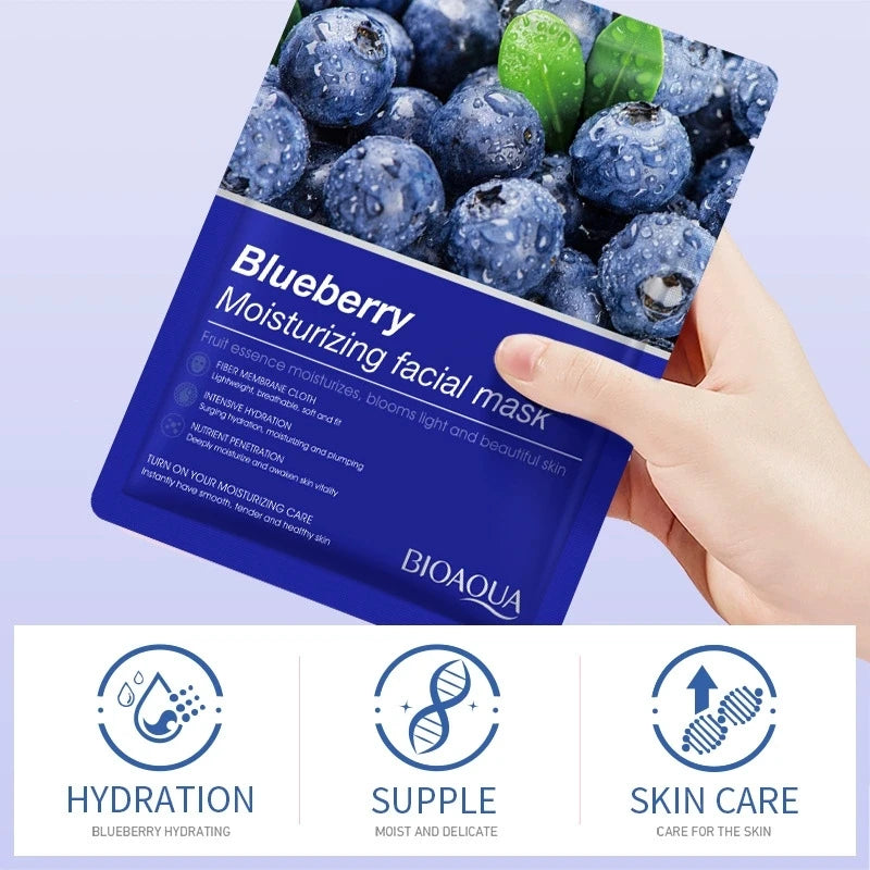 8pcs BIOAQUA Fruit Face Mask Moisturizing Facial skincare Anti-aging Hydrating Facial Masks Face Sheet Mask Skin Care Products