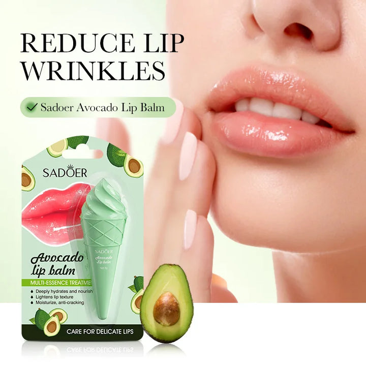 SADOER Avocado Moisturizing Lip Balm Honey Strawberry Anti Chap Lipstick Hydrating Repair Nourishing Lips Skin Care Products