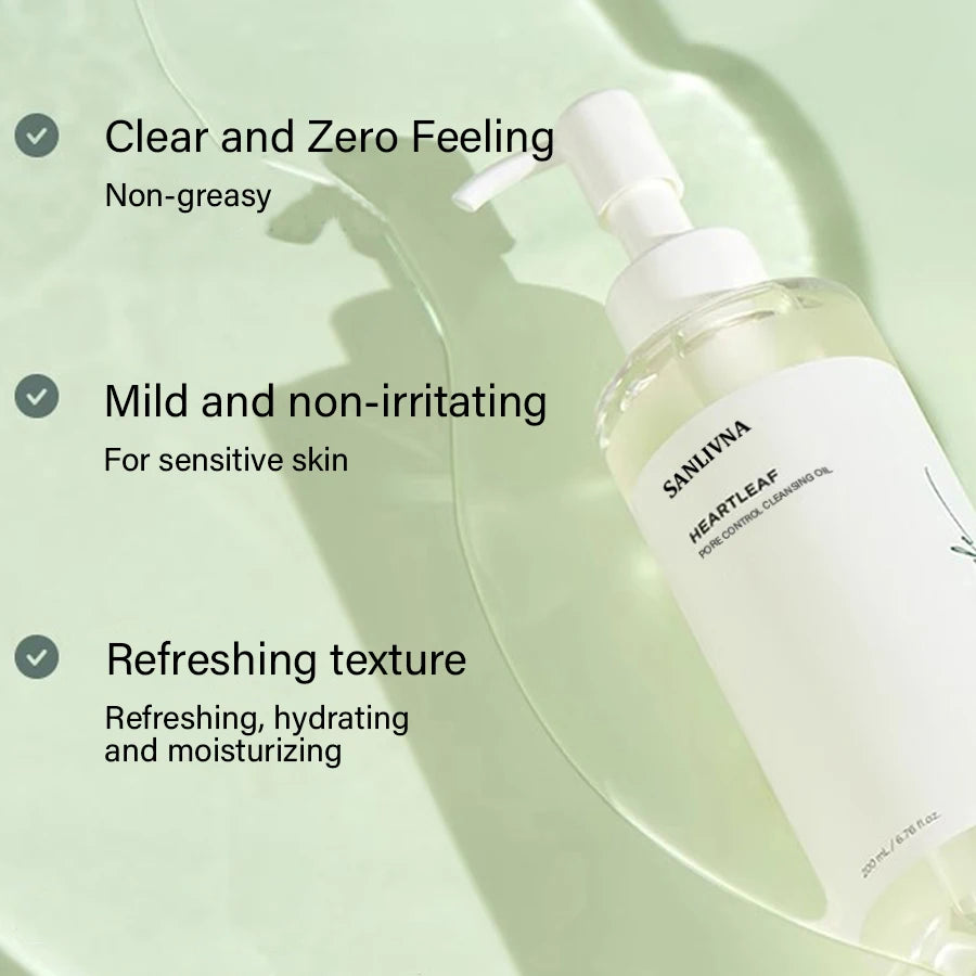 Heartleaf Pore Control Cleansing Oil Facial Makeup Remover Moisturizing, Face Cleansing Impurities, Moisturizing Skin