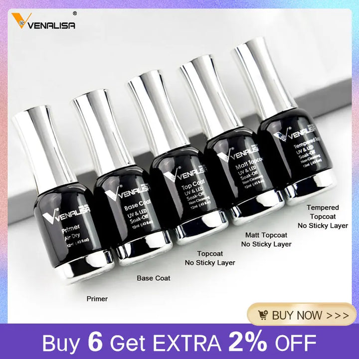 Venalisa TPO FREE Tempered Top Coat Nail Paint Gel Platinum Gel Polish Nail Soak Off UV LED Gel Polish Nail Lacquer Varnishes