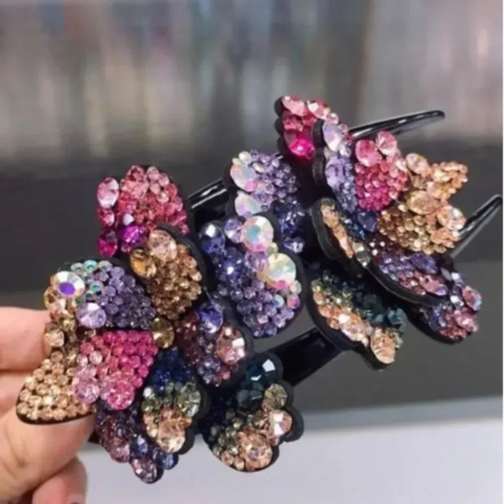 Shiny Rhinestone Hairpin Flower Leaf Duckbill Hair Claws Retro Hair Clips Accessories For Women Shinning Ponytail Headwear
