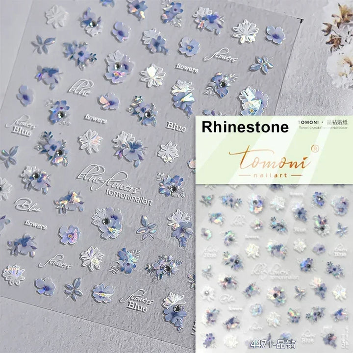 Hipster Pure White Flowers Rose Spring Lily Peony Camellia Daisy Jelly Cherry Blossom Magnolia Nail Art Stickers Manicure Decals