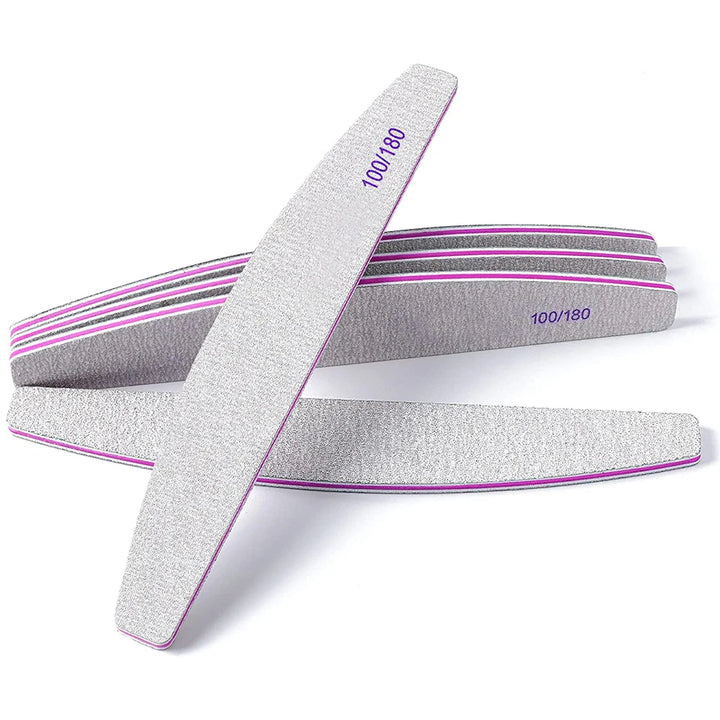 Professional Nail File 2-Pack Reusable Double-Sided Sandpaper (100/180 Grit) Manicure Tools for Home and Salon Use