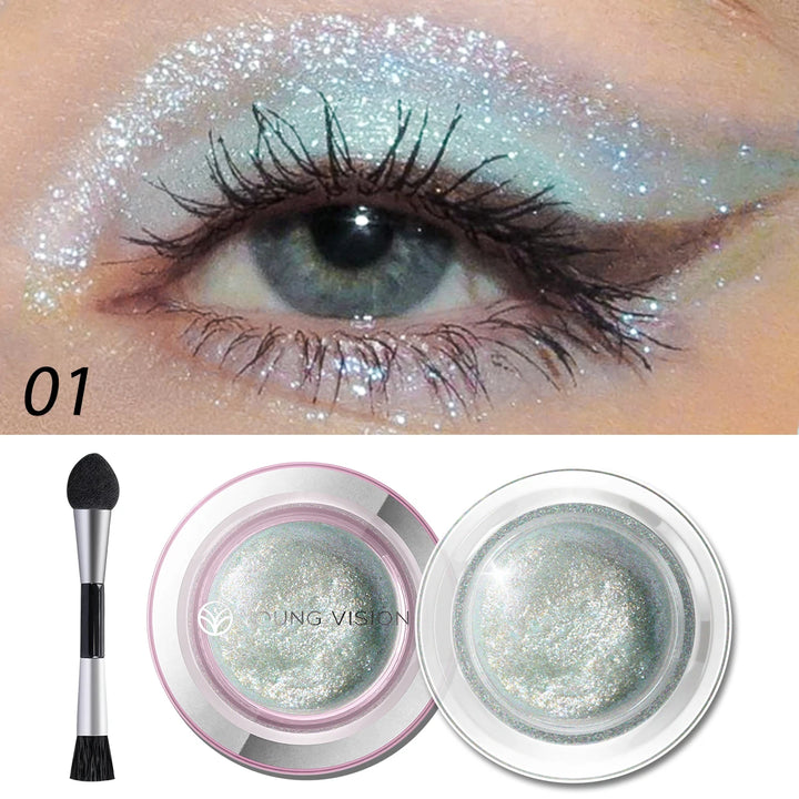 1pcs Highlighter Liquid Eye Shadow, Waterproof, Non-Greasy, Long-Lasting Highlight & Smoky Eye Shadow with Makeup Brush