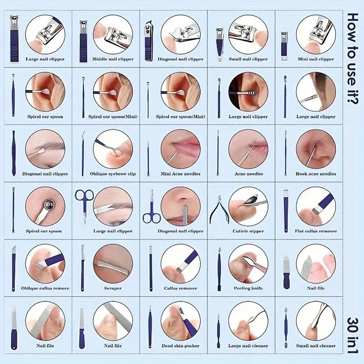 30 in 1 New Manicure Cutters 30 Pcs Nail Clipper Set Household High-quality Steel Manicure Kit Nail Clippers Pedicure Nail Sciss