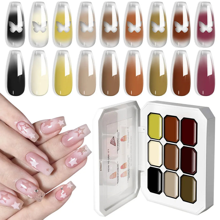LIMEGIRL 9 Color Gradient Painting Gel Nail Art Gradient Color DIY Design Gel Quick Flower Paint Engraving Gel Nail Polish