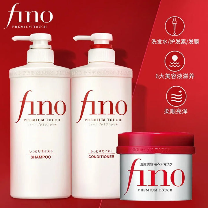 Japanese Fino Shampoo Conditioner 550ml/Hair Mask 230ml Oil Control and Glowing Soft Improves Frizzy and Damaged Hair