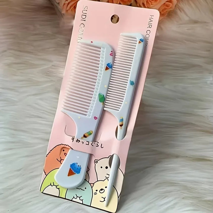 2pcs Cute Kids Hair Comb Set Anti-static Strawberry Comb for Girls Portable Hairdressing Comb