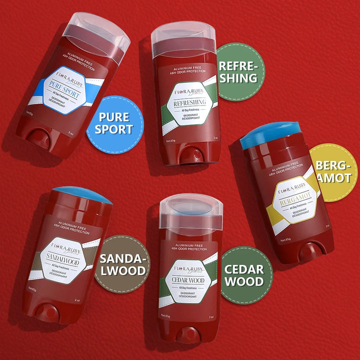 Aluminum Free Deodorant for Men,48H Odor Protection,48H Freshness & Lasting,with Sandalwood Cedarwood Scent,85g/3OZ