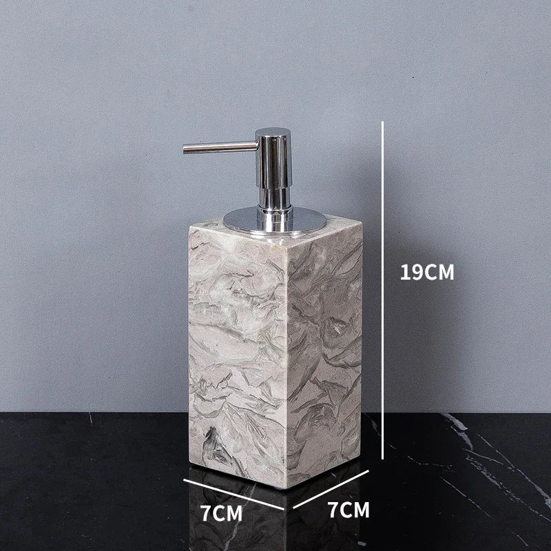 Bathroom Accessories Sets Elegant Natural Marble Liquid Soap Dispenser Toothbrush Holder Cup Soap Dish Cotton Swab Can