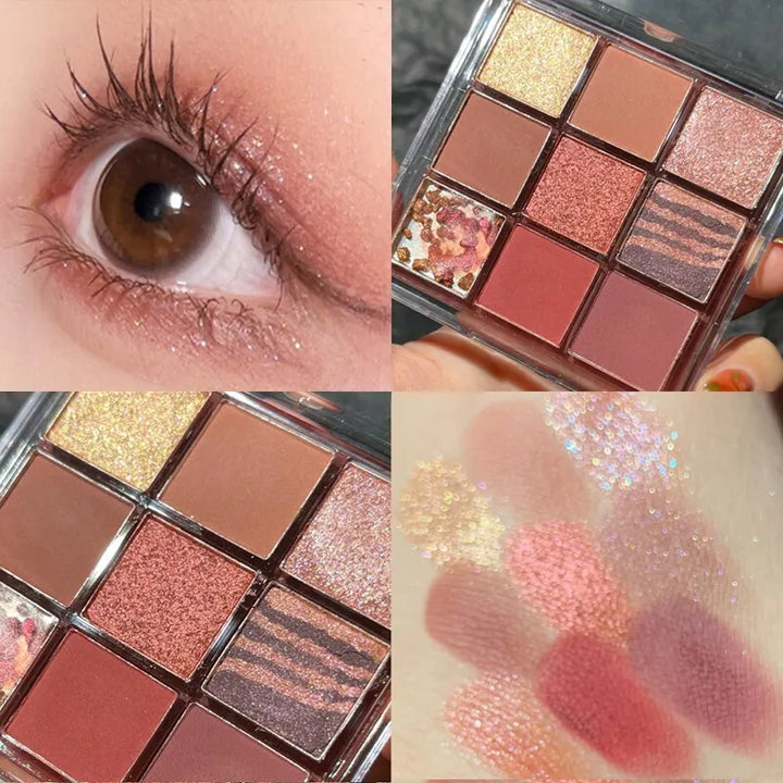 DIKALU Spring And Summer New Eyeshadow Palette Oh Rosy Nine Palace Grid Auto Focus Low Saturation Smoke Powder Rose Plate