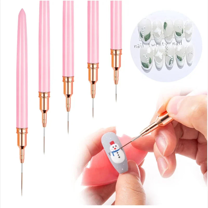 LINMANDA Nail Art Liner Brushes Long Lines Liner Brush UV Gel Polish Painting Nail Design Brush Metal Handle Nail Drawing Pens