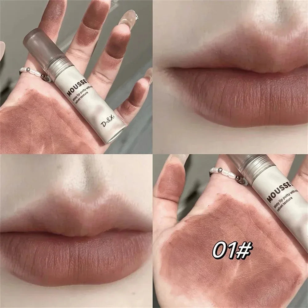 Punk Black Gothic Lip Gloss Matte Dark Brown Lipstick Nude Lip Tint Waterproof Velvet Liquid Lipstick Lip Satin Korean Cosmetics