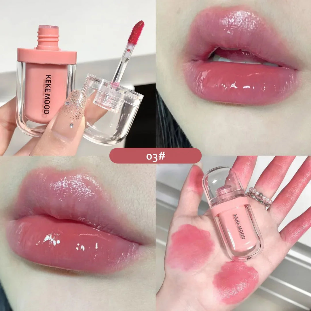 Crystal Glossy Lip Glaze Jelly Mirror Water Lip Gloss Lasting Moisturizing Sexy Lips Tint Korean Lip Glaze Girl Beauty Cosmetics