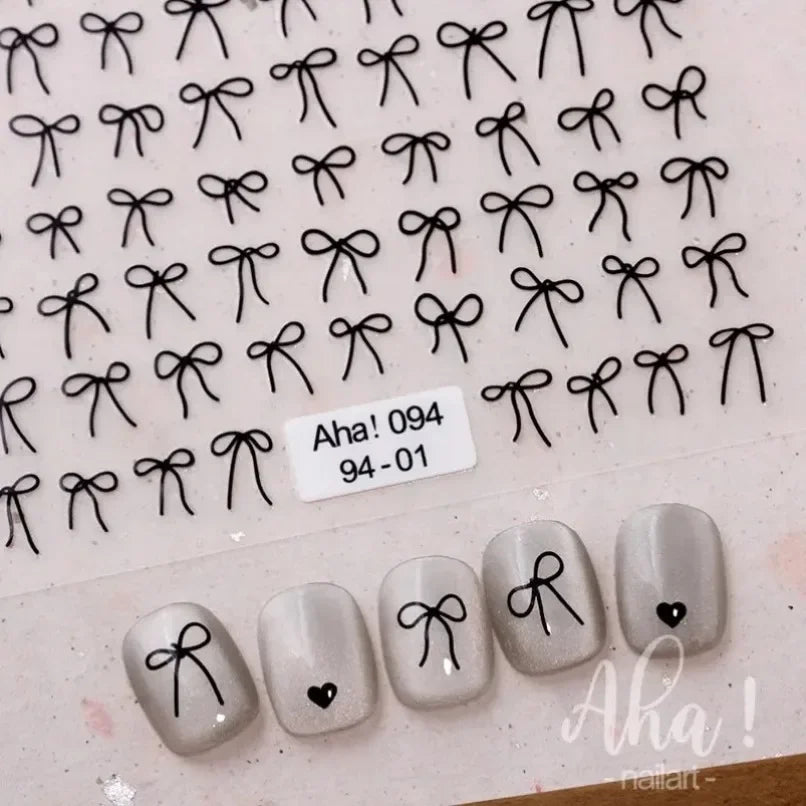 3D Small Bow Ribbon Bowknot Y2K Nail Sticker MIni Kawaii Japanese Adhesive Decals Nail Art Manicure Decorations DIY