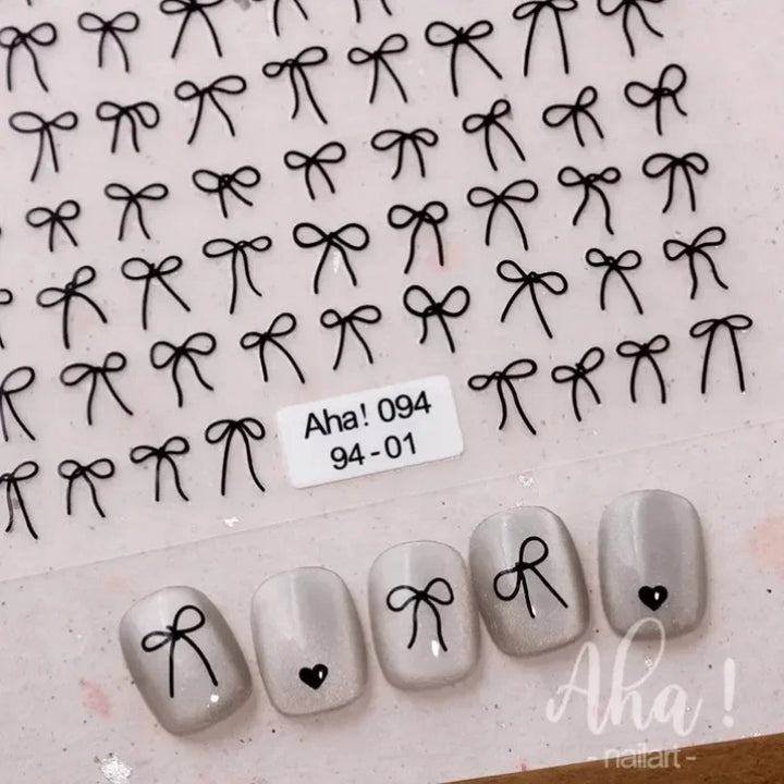 3D Small Bow Ribbon Bowknot Y2K Nail Sticker MIni Kawaii Japanese Adhesive Decals Nail Art Manicure Decorations DIY