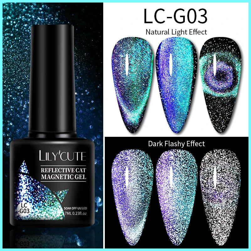 LILYCUTE 7ml 9D Cat Magnetic Gel Nail Polish Iridescent Magnet Semi Permanent Soak Off UV LED Manicure For Nail Art Gel Varnish