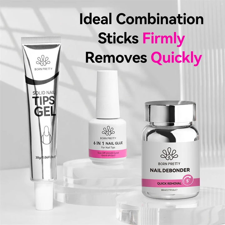 BORN PRETTY 2/3PCS 80ml Nail Debonder Glue Remover Solid Nail Tips Gel USB Hand Light Set for Fake Nail Tips Manicure Nail Tools