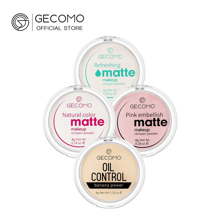 GECOMO Mattifying Compact Powder 12H Long Last Oil Control Silky Matt Makeup Setting Powder Translucent For All Skin Tones