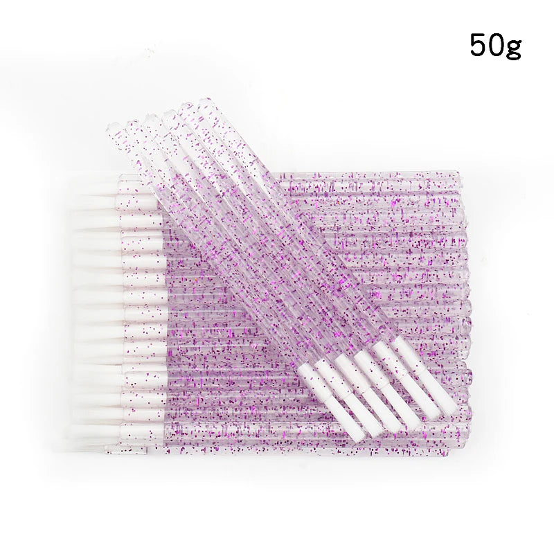 50pcs Disposable Nylon Lip Glossy Brush Lipstick Gloss Wands Applicator Eyeshadow Eyebrow Makeup Brushes Cosmetic Beauty Tools