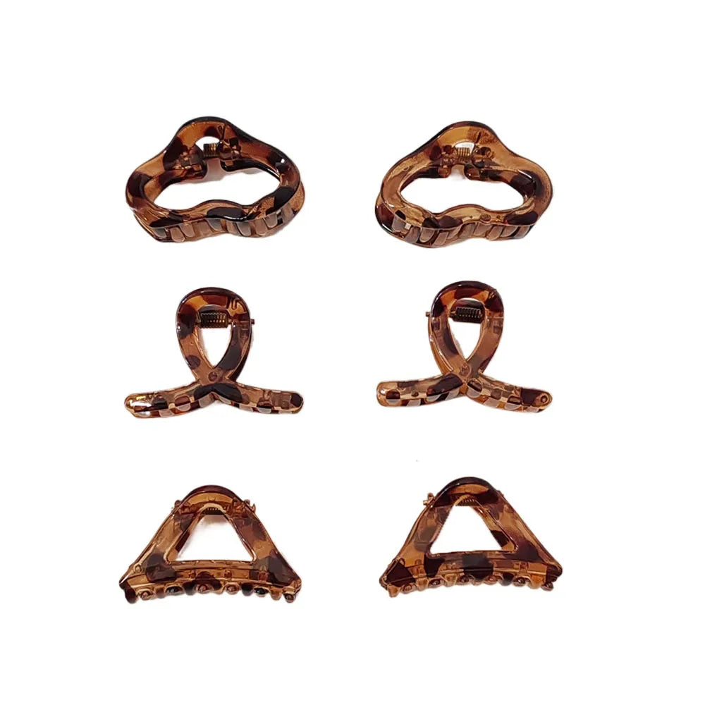 4PC Set European & American Style Leopard Print Small HairClaw Clips for Women Girls Retro Hair Accessories Headwear