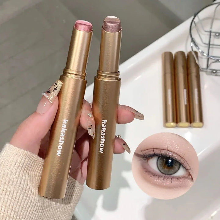 3 Colors Gradient Eyeshadow Stick Sparkling Pearl Cream Stick Long Lasting Eye Makeup Lazy Easy Blend for Daily Eye Shadow
