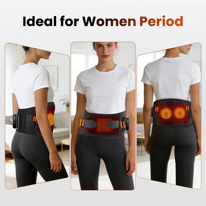 Heated Waist Belt 3 Levels Heated Vibration Massage Lumbar Support Brace Waist Massage Belt Heating Pad for Women Menstrual