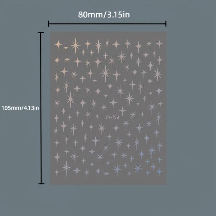 Metal Laser Holographic Star Nail Stickers, Disposable Self-Adhesive Resin Nail Decals for Women, Art Decor Accessories