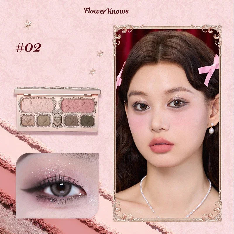 Flower Knows Little Angel Nine Color Eyeshadow Matte Fine Sparkle Pearl Comprehensive Palette