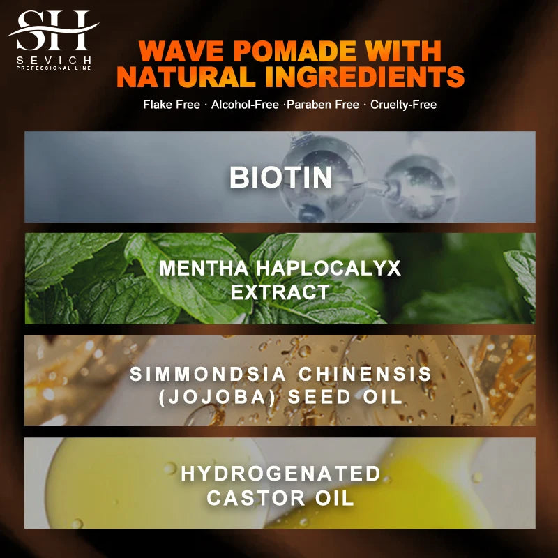 Anti-Hair Loss Pomade Hair Styling Nourishing Wax For Curly Black man Strong Hold 360 Waves Layered Style Edge Control Hair Gel