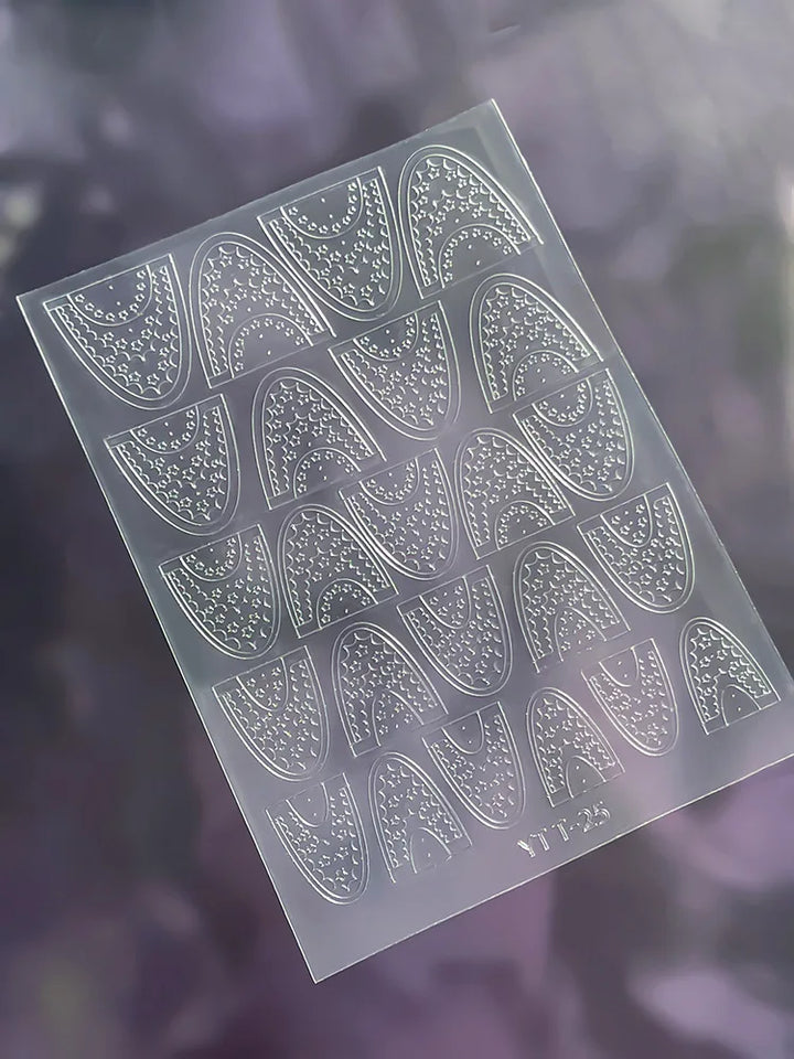3D Checkered Transparent Spray-painted Nail Art Accessories Sticker French Line Heart-shaped Butterfly Nail Decorations Stickers