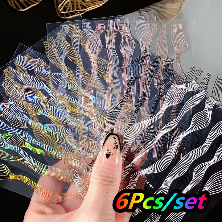 4/6Sheet/Kit Holographic Rainbow Love Heart Nail Sticker 3D Laser Heart Nail Decal Self-Adhesive Love Heart Manicure Slider &*&