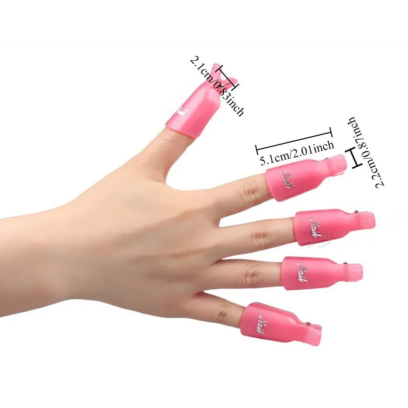 10pcs Nail Art Remover Clips Gel Polish Removal Caps Manicure Tool Set Replace Foil Wraps Professional Nail Removal Accessory